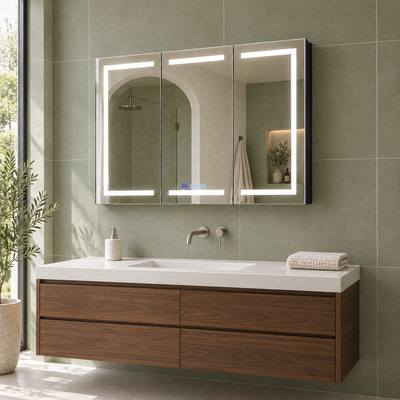 SANIKB KSJG-4028 LED mirror cabinet in a new bathroom scene