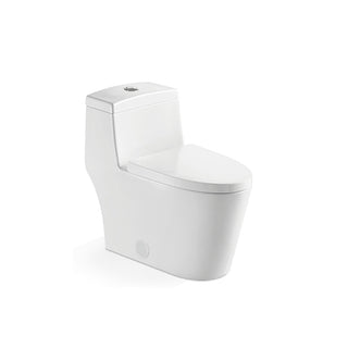 Ceramic one-piece toilet with dual-flush button and elongated bowl — SANIKB 2217