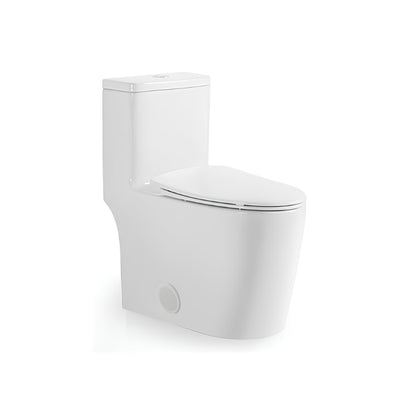 Ceramic one-piece toilet with dual-flush button and elongated bowl — SANIKB 2213