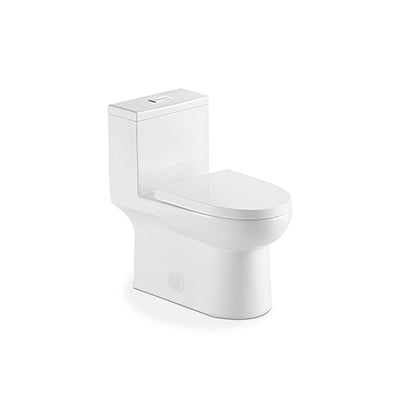 Ceramic one-piece toilet with dual-flush button and elongated bowl — SANIKB 2022