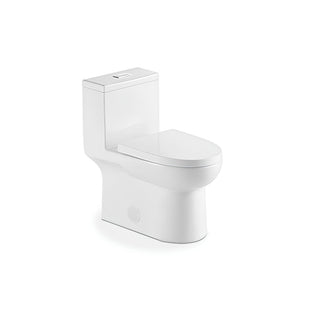 Ceramic one-piece toilet with dual-flush button and elongated bowl — SANIKB 2022