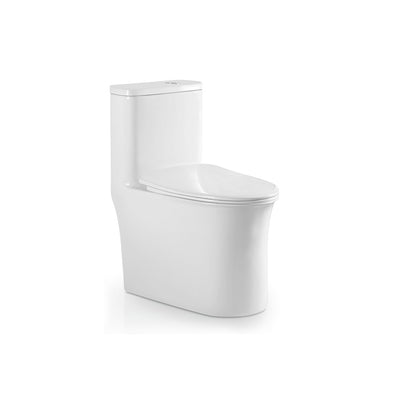 Ceramic one-piece toilet with dual-flush button and elongated bowl — SANIKB 2218