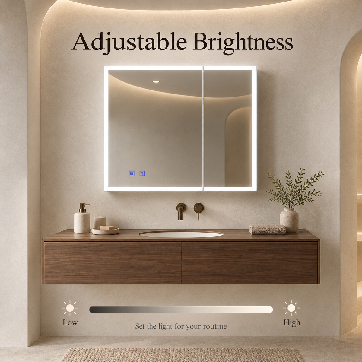 SANIKB KSJG-3028 LED mirror cabinet with adjustable brightness