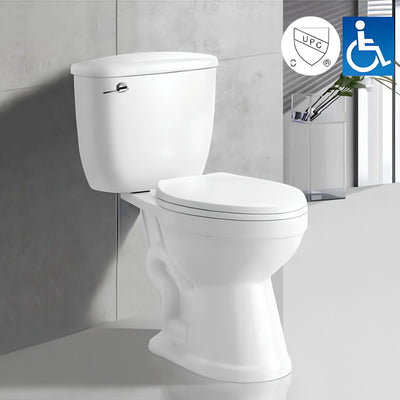 Floor-mounted two-piece toilet, glossy white vitreous china — SANIKB ST-3430