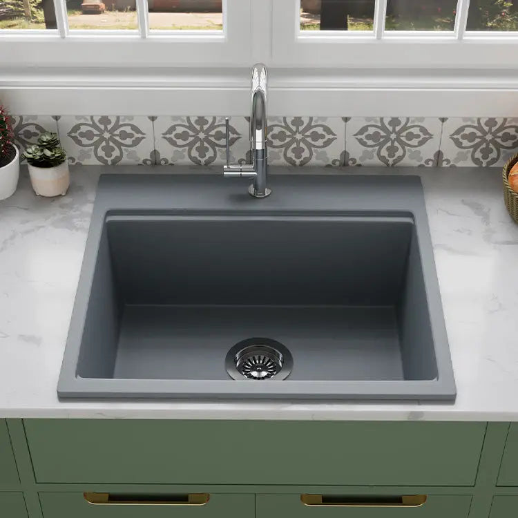 White Quartz Sink – Quartz Composite Drop-In Sink — SANIKB SN6459 — view 4