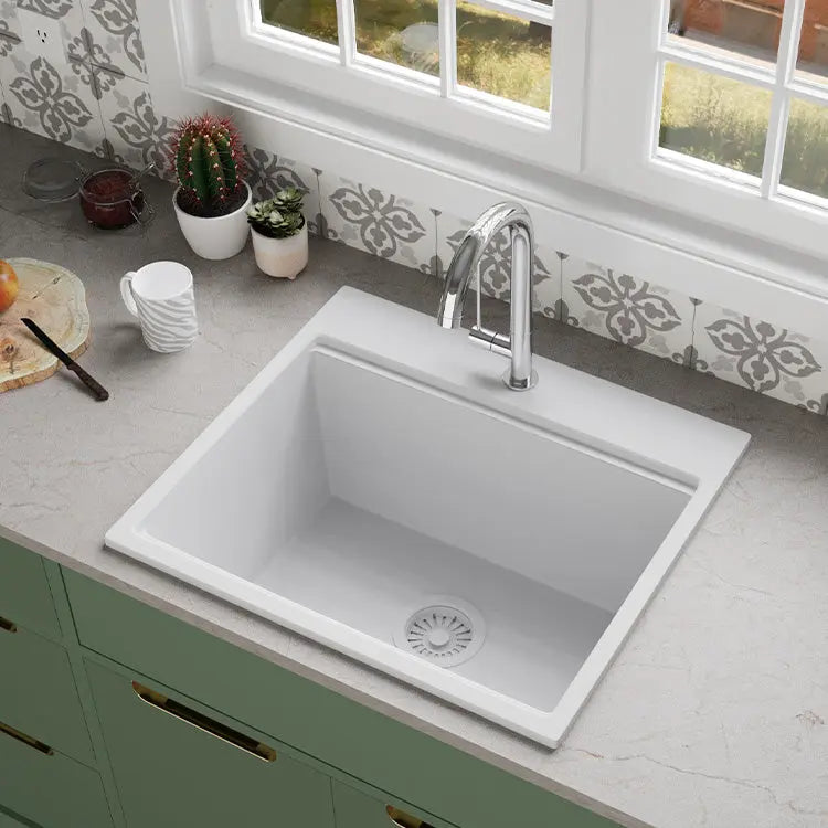 White Quartz Sink – Quartz Composite Drop-In Sink — SANIKB SN6459
