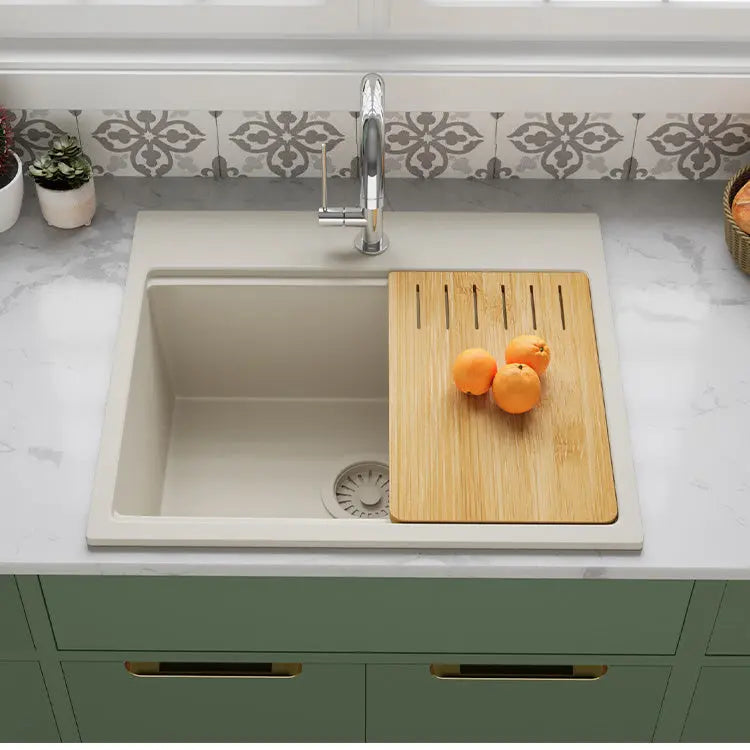 White Quartz Sink – Quartz Composite Drop-In Sink — SANIKB SN6459 — view 3