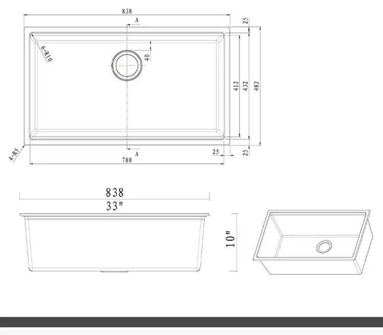 Quartz Undermount Sink — SANIKB SN8448 — view 5