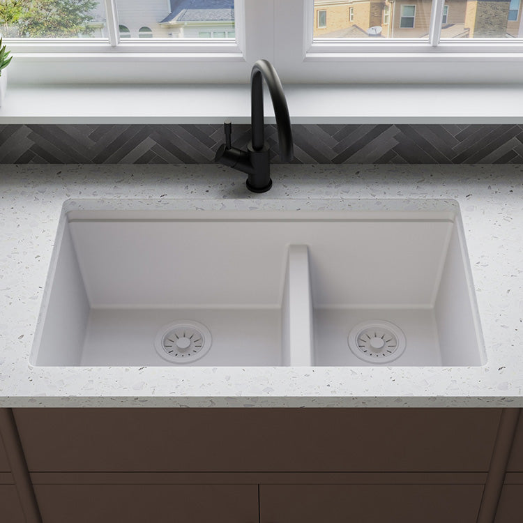 Quartz Farmhouse Sink with Apron Front – Double Bowl Kitchen Sink | Model SN8448D