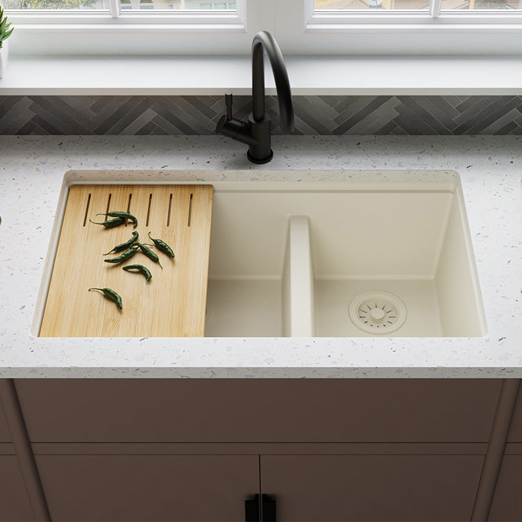 Quartz Farmhouse Sink with Apron Front – Double Bowl Kitchen Sink | Model SN8448D