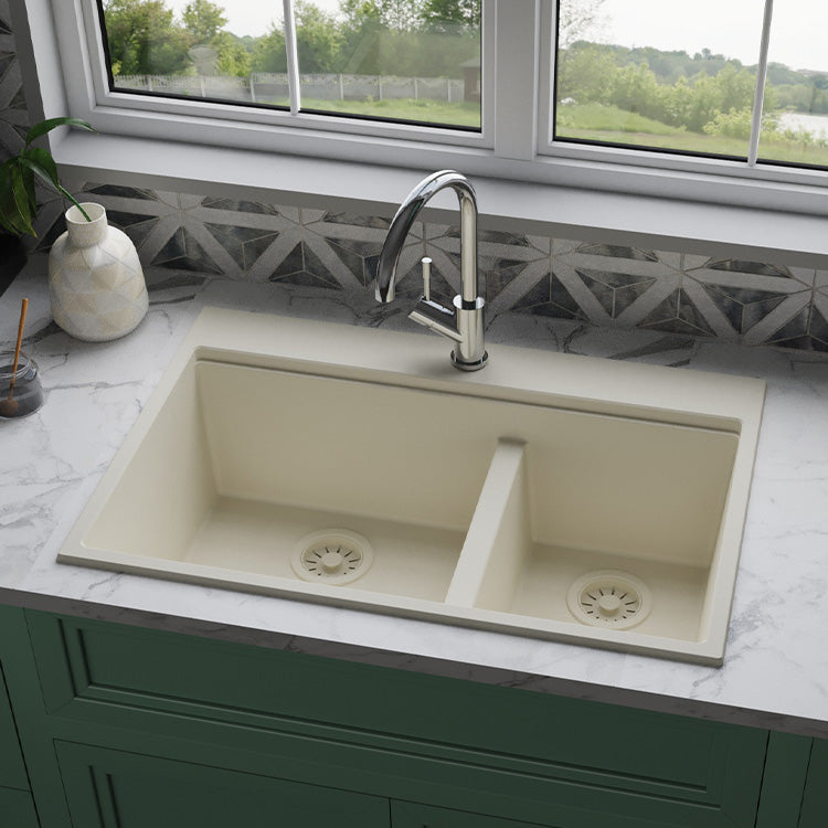 Black Quartz Sink – Double Bowl Quartz Kitchen Sink | SANIKB SN8456