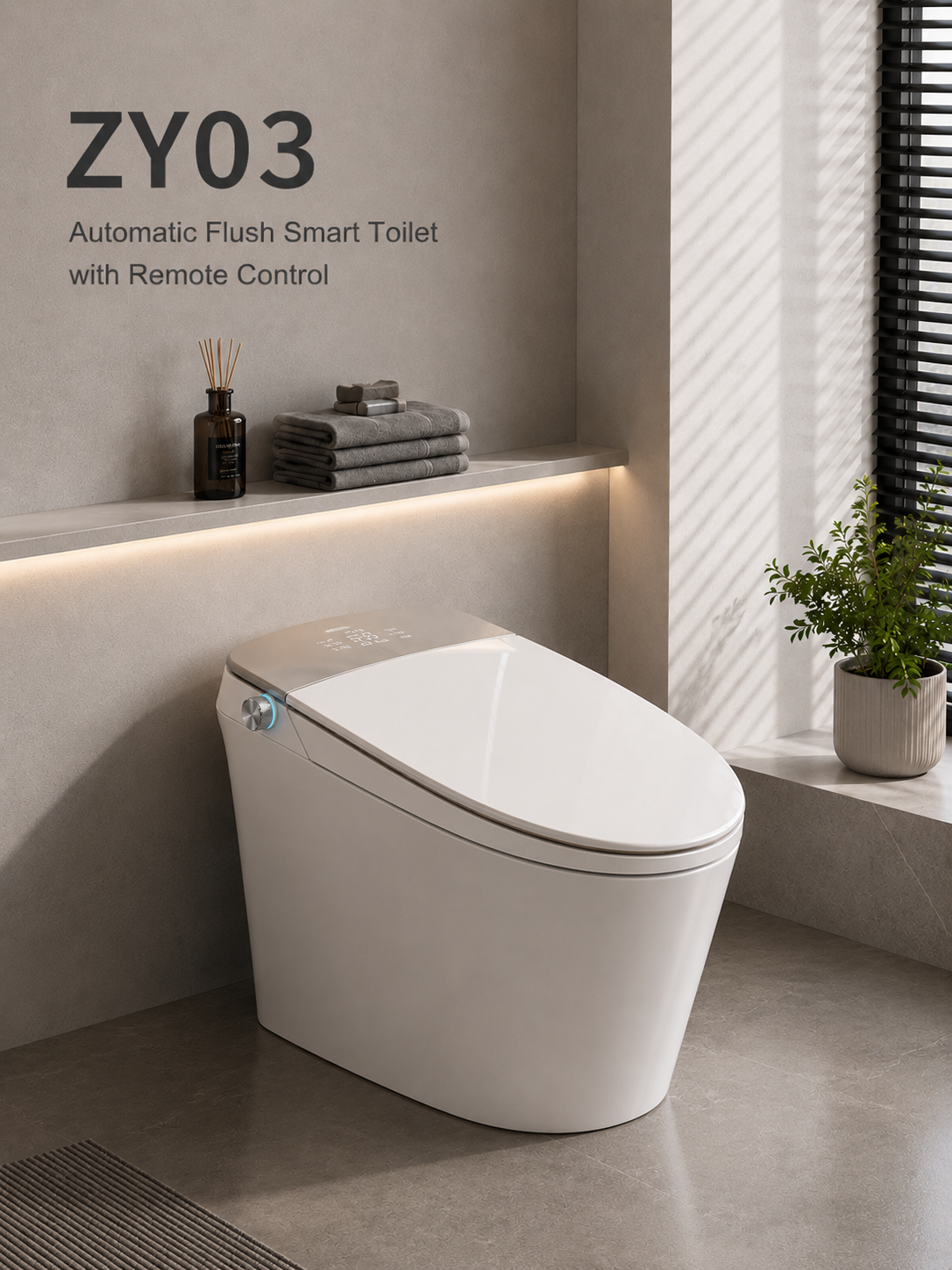 Automatic Flush Smart Toilet with Remote Control - Model ZY03
