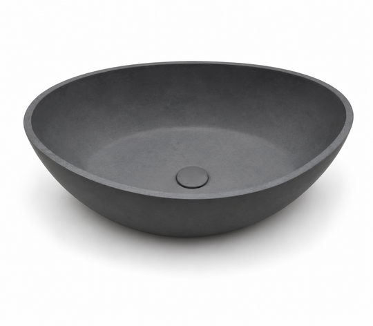 Charcoal oval concrete vessel sink C0014 with matte finish for OEM bathroom project supply