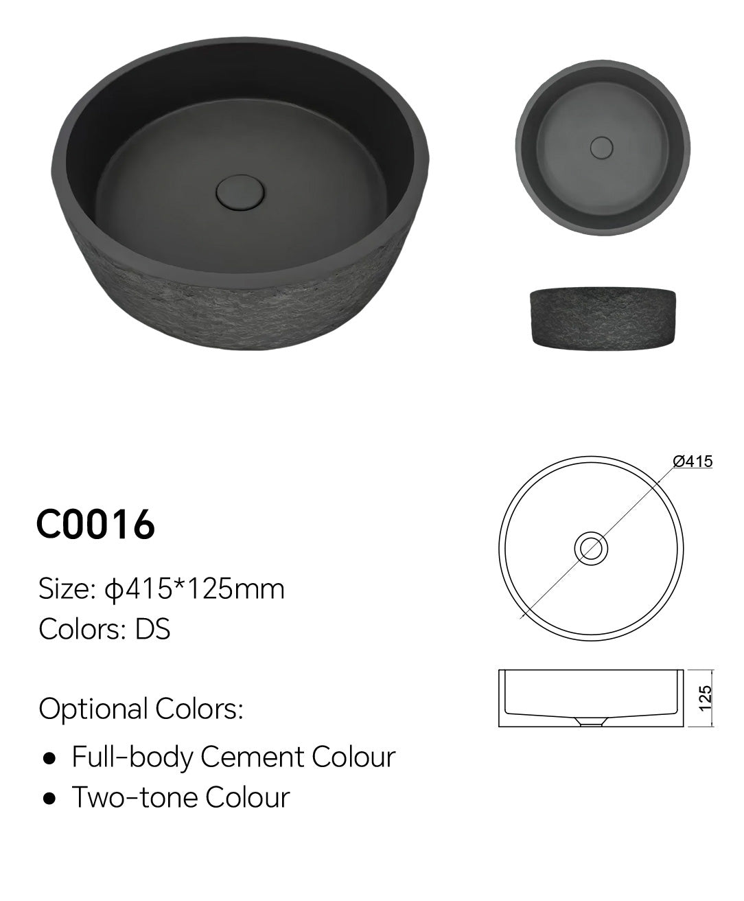 Concrete Vanity Top with Round Sink C0016