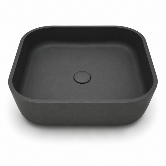 C0017 rounded square concrete vanity basin in CC cement finish for OEM bathroom projects