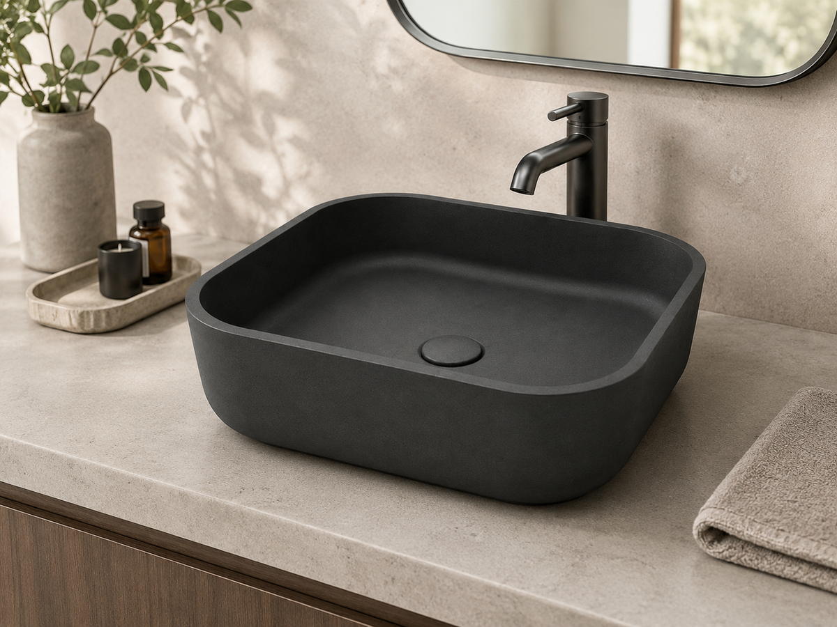 Rounded Square Concrete Vanity Basin C0017