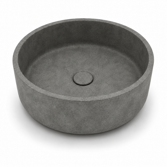 Deep round concrete basin C0022 in SAG gray finish for countertop bathroom projects