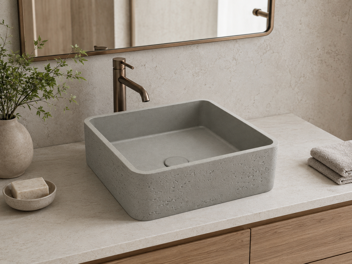 Speckled Square Concrete Basin C0023