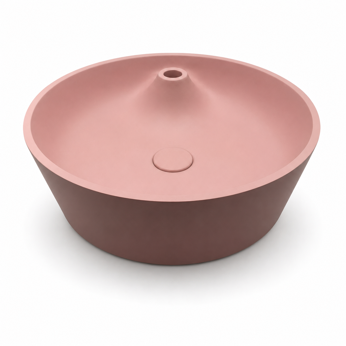 C0024 round concrete ramp sink with pink interior and dark exterior for OEM bathroom basin projects