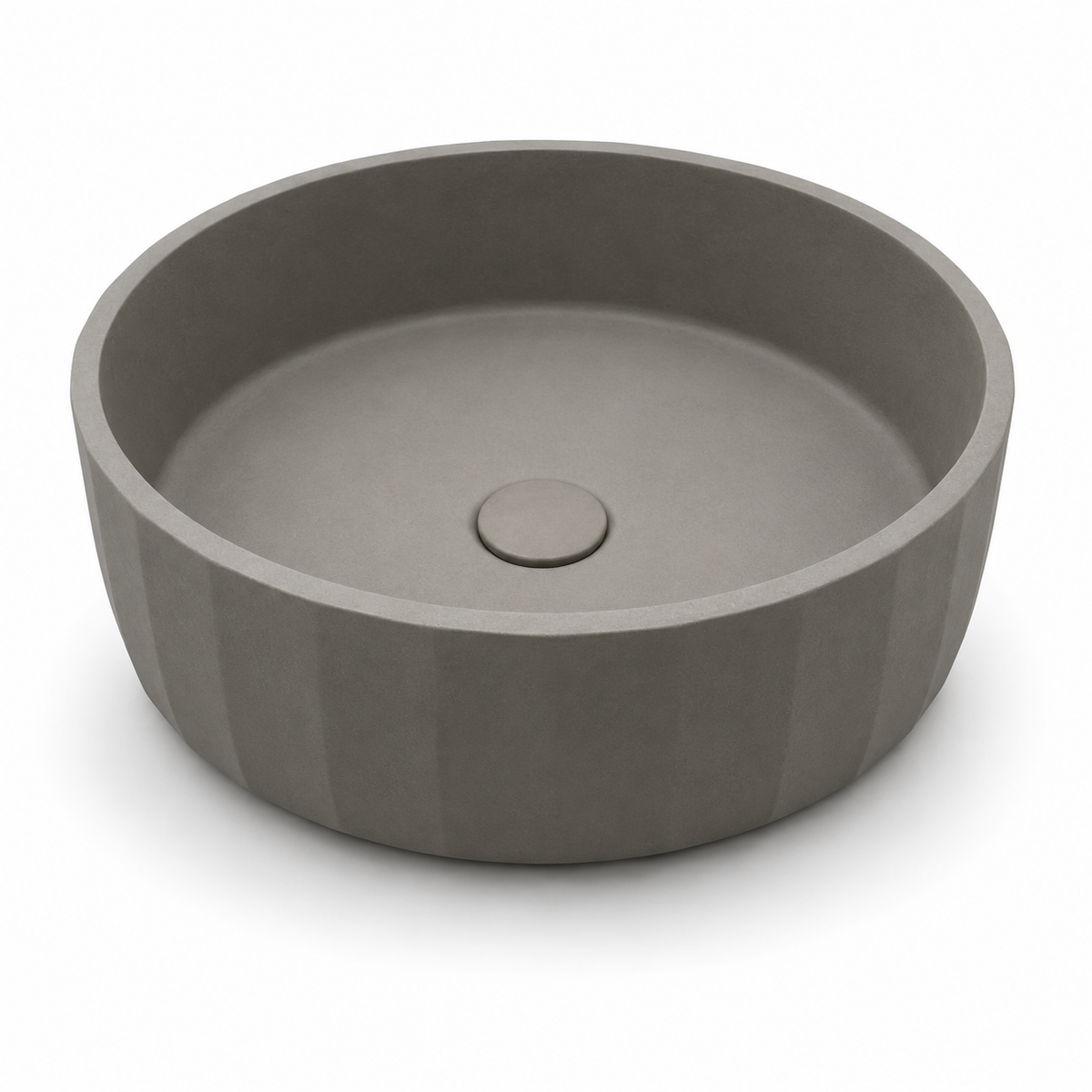 Round concrete sink with vertical texture in CC finish, C0026 countertop vessel basin for B2B bathroom projects