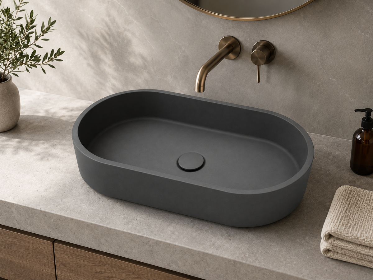 Oblong Concrete Vessel Sink C0038