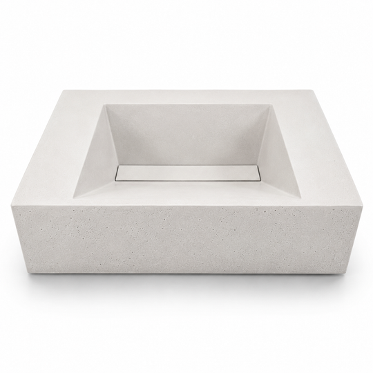 C1003 concrete ramp vanity sink with rectangular basin, sloped inner surface, hidden drain detail, and CAL finish for OEM bathroom projects
