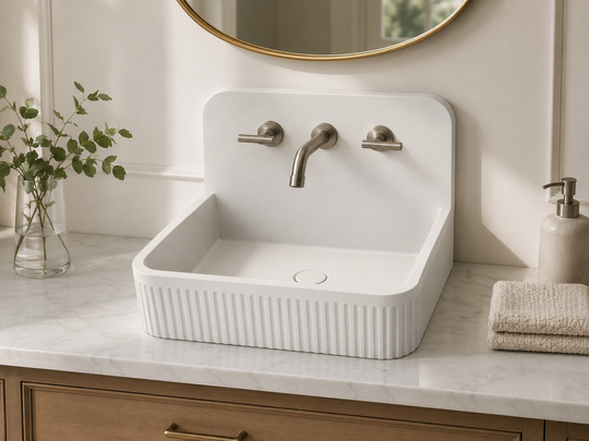 Concrete Wall Mount Sink with Ribbed Front C1004