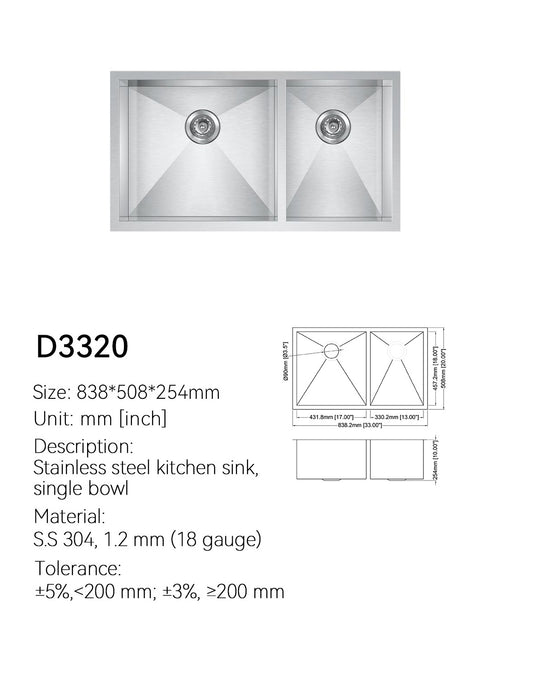 SANIKB Undermount Kitchen Sink D3320