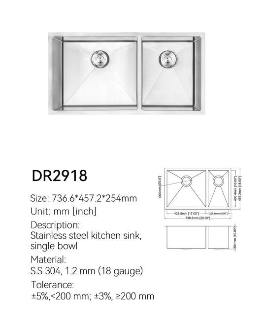 SANIKB Undermount Kitchen Sink DR2918