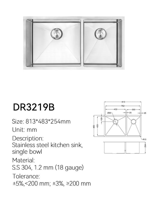 SANIKB Undermount Kitchen Sink DR3219B