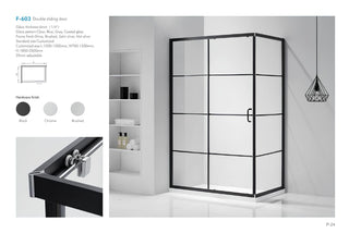 SANIKB F-603 Black Framed Sliding Corner Shower Enclosure