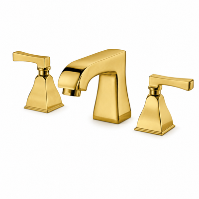Widespread bathroom basin faucet, three-piece deck mount with two handles — SANIKB F305201.