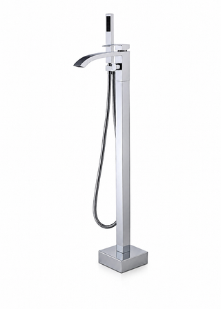 Freestanding floor-mounted tub faucet with handheld shower — SANIKB F319104.