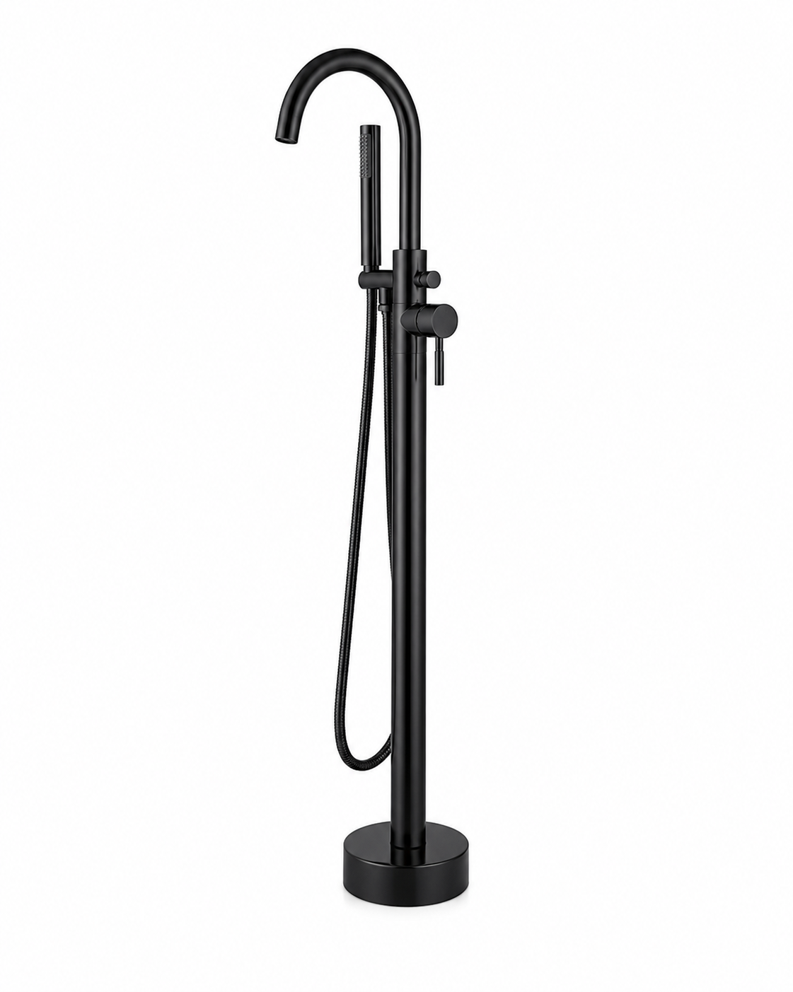 Freestanding floor-mounted tub faucet with handheld shower — SANIKB F323004.
