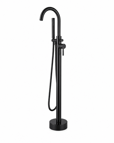 Freestanding floor-mounted tub faucet with handheld shower — SANIKB F323004.