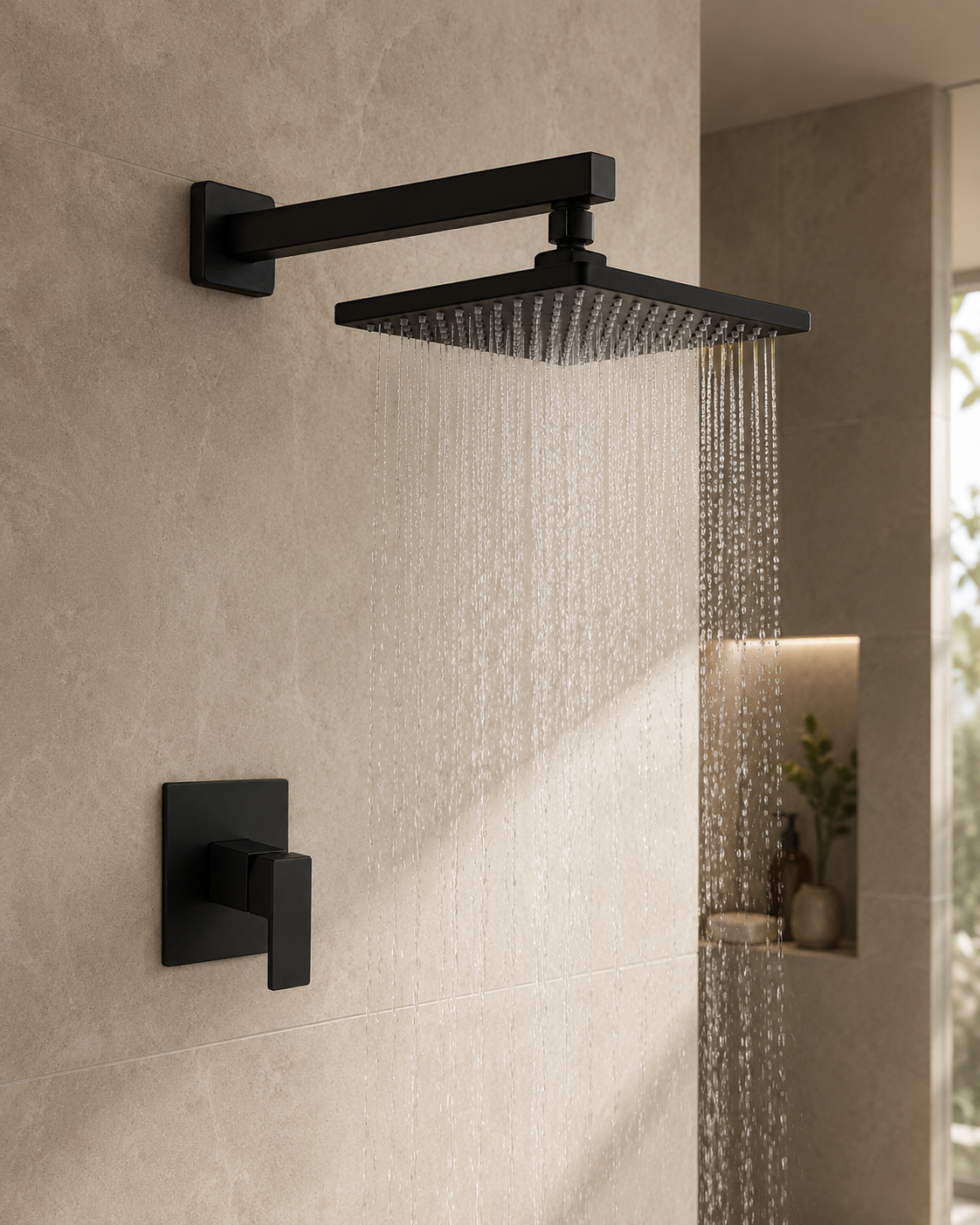 SANIKB F348208 brass faucet shown installed in a styled bathroom — lifestyle scene.