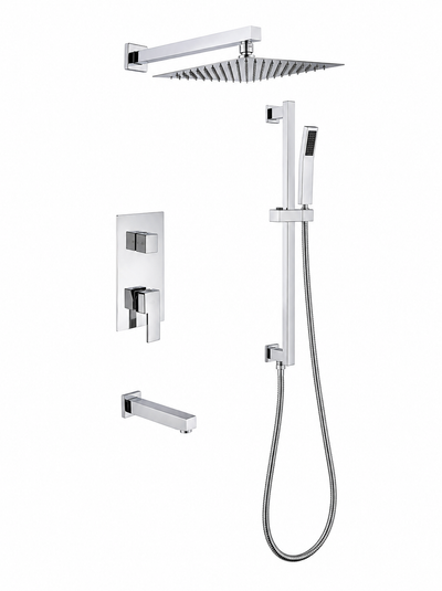 Concealed in-wall shower faucet set with rain shower head and handheld spray — SANIKB F383108.