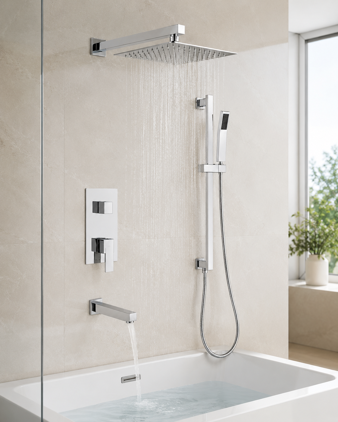 SANIKB F383108 brass faucet shown installed in a styled bathroom — lifestyle scene.