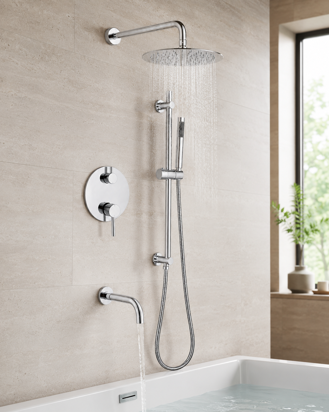 SANIKB F383208 brass faucet shown installed in a styled bathroom — lifestyle scene.