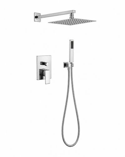 Concealed in-wall shower faucet set with rain shower head and handheld spray — SANIKB F448208.