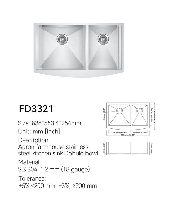 SANIKB Farmhouse Sink FD3321