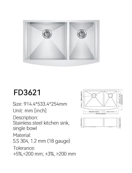 SANIKB Farmhouse Sink FD3621