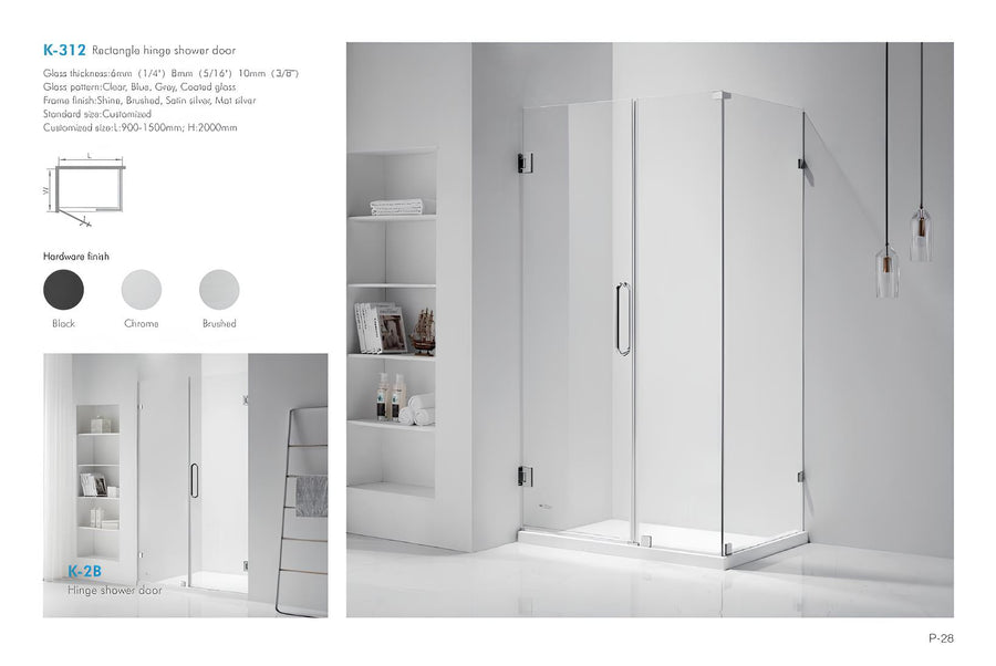 Frameless Rectangular Corner Shower Enclosure — SANIKB K-312