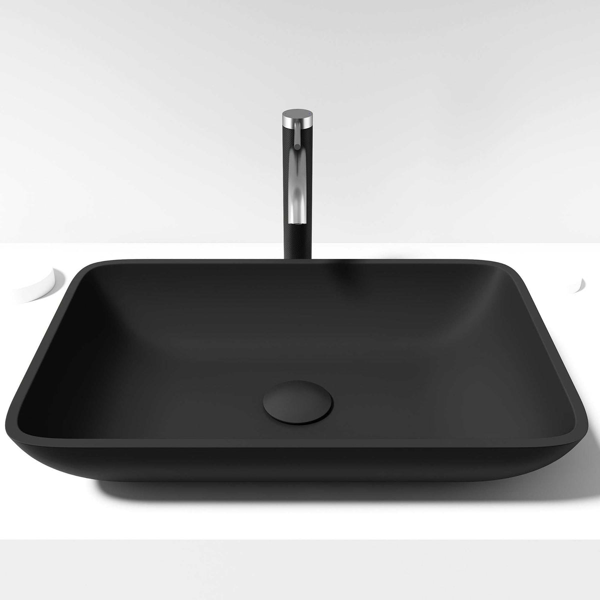 Matte Black Rectangular Glass Vessel Bathroom Sink GL015 — SANIKB