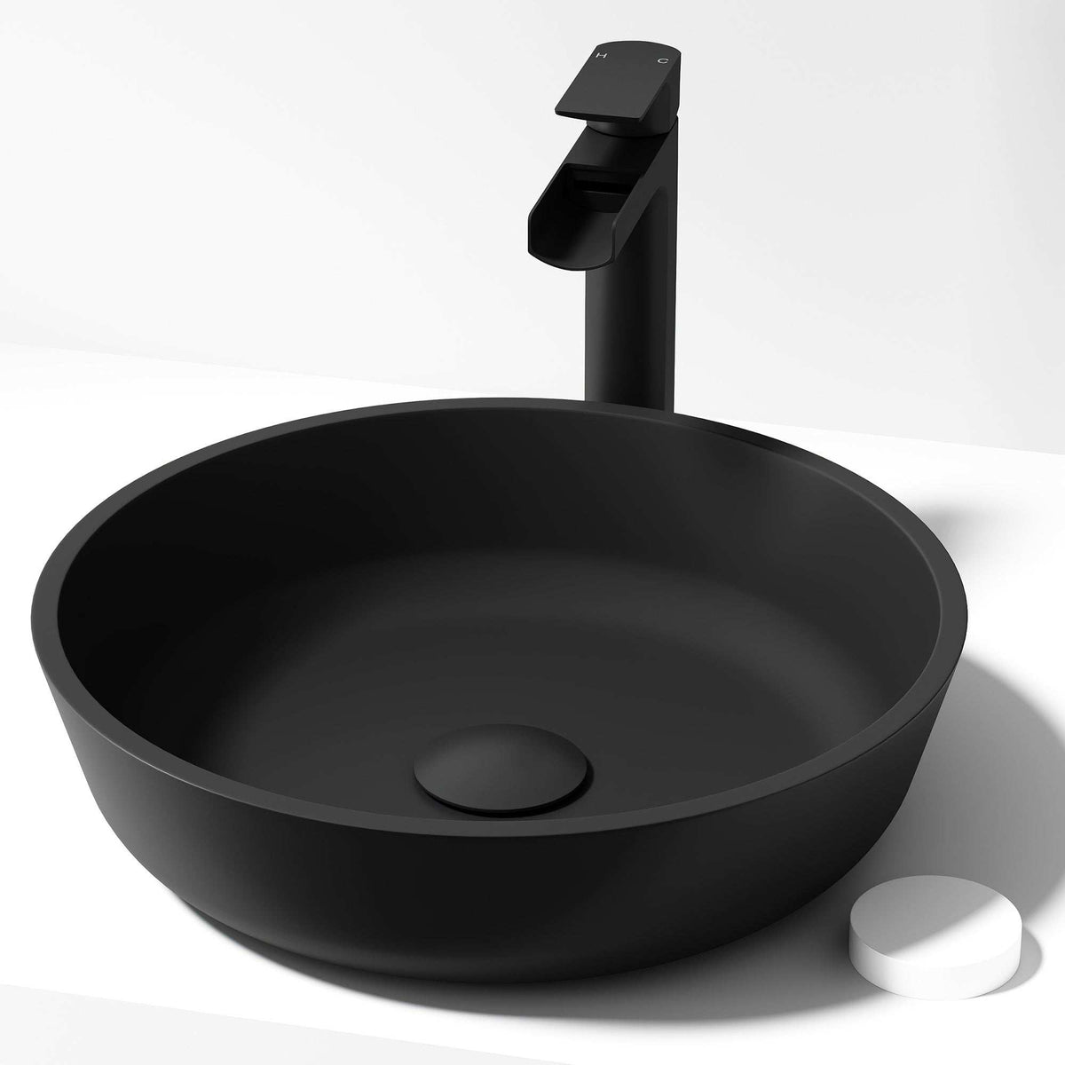 Matte Black Round Glass Vessel Bathroom Sink GL027 — SANIKB