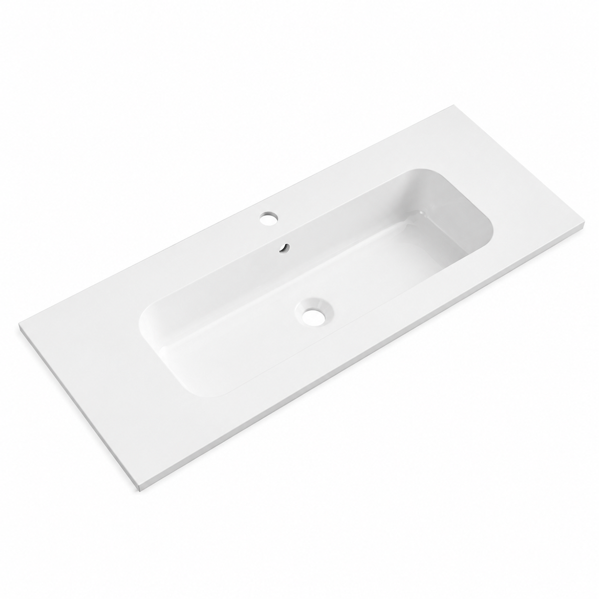 Matte White Solid Surface Integrated Vanity Top Basin, Rectangular RS1004 – 1004 × 380 × 140 mm