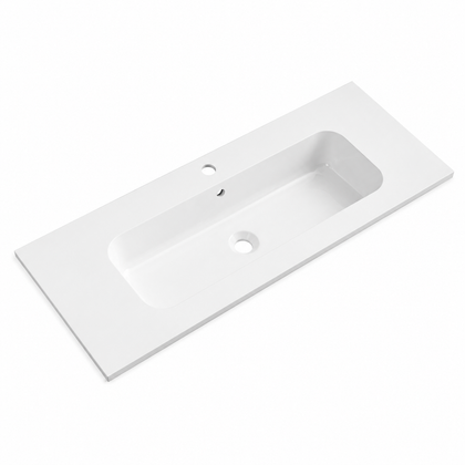 Matte White Solid Surface Integrated Vanity Top Basin, Rectangular RS1004 – 1004 × 380 × 140 mm