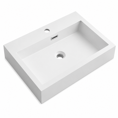 Rectangular Solid Surface Vessel Basin with Tap Ledge 500x420mm RS50018-50 – 500 × 420 × 120 mm
