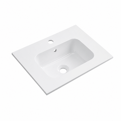 Matte White Solid Surface Integrated Vanity Top Basin, Rectangular RS504 – 504 × 380 × 140 mm