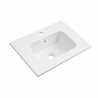 Matte White Solid Surface Integrated Vanity Top Basin, Rectangular RS504 – 504 × 380 × 140 mm